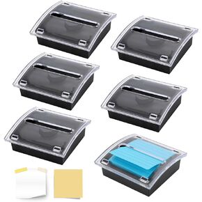 6 Pcs Pop Up Sticky Note Dispenser Sticky Note Holder Pop Up Note Dispenser Transparent Top for 3 x 3 Inch Sticky Notes School Office Home Store Black Base Clear Top