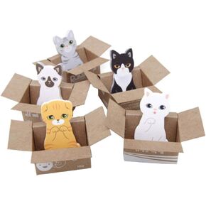 MIAO JIN 20 Pack Cat Shaped Sticky Notes Mini Sticker Bookmark Page Flags Index Tab Reminder Ticky Notes (5 Design, 600 Sheets in Total)