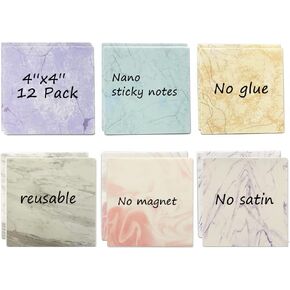 Dry Erase Sticky Notes | Reusable Small Whiteboard Stickers (4X4 in) Suitable for All Smooth Surface Washable & Removable Easy to Post for Office, Home, Eco-Friendly, 8 Colors