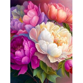 DVWIVGY Peony Diamond Painting Kits for Adults, DIY 5D Flowers Diamond Painting Kits Round Full Drill Diamond Art Kits Flowers Picture Arts Craft for Home Wall Art Decor 12 x 16 inch