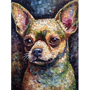 IPISSOI Diamond Art Painting Full Round Drill Embroidery Kit Chihuahua Mosaic Style Cross Stitch Diamond Dots Kit Paint of Rhinestones for Gift Wall Decor 12x16 inch
