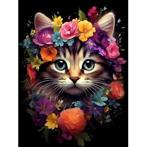 Zariocy 5D Diamond Art Painting Kits Cat Hiding from The Rain, DIY Paint with Diamond Art Animal Round Full Drill Crystal Diamond Embroidery Paintings Arts Craft for Home Office Wall Decor 12x16 inch