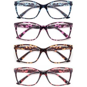 Reading Glasses Women Large Square Readers Lightweight Stylish Cheaters Glasses Tortoise Wide Frame for Big Head/Face