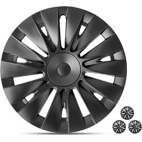 Wheel Covers for 2024 Tesla Model Y 19 Inch Hubcaps Matte Black Wheel Cover Replacement Hubcap Accessories Gemini Rim Protector Hub Caps Compatible with 2021 2022 2023 2024 Model Y Pack of 4