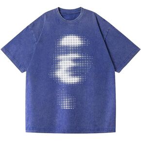Men's Vintage Oversized Tee Shirts Hiphop Rapper Print Acid Wash Tops Streetwear Graphic Cotton Short Sleeve Black Shirt