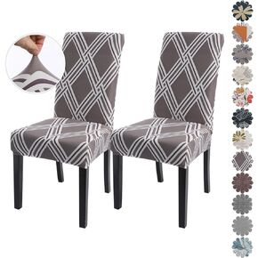 Dining Room Chair Covers 2 Packs, Stretch Kitchen Slipcovers Removable Washable Parsons Protector for Kitchen,Hotel,Restaurant, Ceremony Universal Size-Light Grey