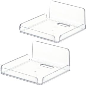 XIHAMA Acrylic Floating Wall Shelves, 2 Pack Mini Wall Mounted Hanging Display Shelves, Universal Adhesive Shelf Drill, for Security Cameras, Baby Monitors, Smart Speakers