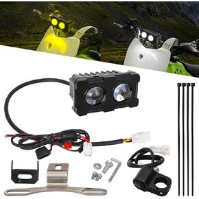 AUTOVIC Dirt Bike Light Bar Kit, Universal Dirtbike Spot/Flood Light Pods Combo Kit, 2 Modes White Light & Amber Light Front Lamp Lights for Kawasaki Honda Yamaha Suzuki Ski-D oo G4 Dirt Bike Parts