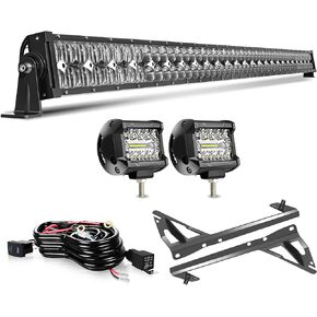 DOT 52 بوصة 300 واط 5D شريط إضاءة LED على الطرق الوعرة القيادة ضوء كومبو شعاع + 2X 4 بوصة Led ثلاثي الصف مكعب القرون مع طقم أسلاك تبديل الروك وأقواس تثبيت الزجاج الأمامي للسقف العلوي لـ 2007-2018 Wrangler Jk in Kuwait