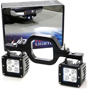 iJDMTOY Tow Hitch Receiver LED Pod Light Compatible With Truck SUV Trailer RV etc, Includes (2) 20W High Power LED Pod Lamps & Tow Hitch Mount Bracket, Use As Reverse, Off-road or Search Light