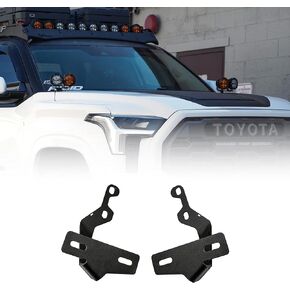 Dual Ditch Light Brackets for The 2022-2024 Toyota Tundra 3rd Gen | Mount (2) up to 4" LED Pod Lights on Each Side | Hood Hinge Mounted | Made in The USA | Rago Fabrication