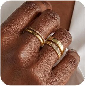 Gold Silver Rings for Women | Non Tarnish Stackable Rings Set Trendy | CZ Wedding Bands Set Love Friendship Dual Band Rings Stacks | Stackable Bands Set Size 6 7 8 9 10