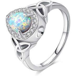 Opal Urn Ring 925 Sterling Silver Cremation Ring for Ashes Teardrop Keepsake Jewelry for Women 7 8 9 Size
