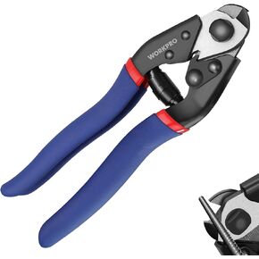 WORKPRO Cable Cutter, 7-1/2 inch Heavy Duty Wire Rope Cutter, Chrome Vanadium Steel Jaw, for Hard Wire Ropes, Steel Wires And Aircraft Cables