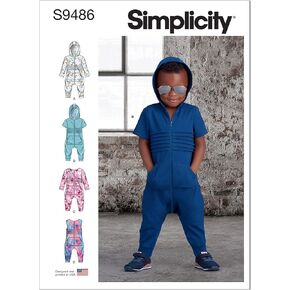 Simplicity Toddlers' Knit Jumpsuit Sewing Pattern Kit, Code S9486, Sizes 1/2-1-2-3-4, Multicolor