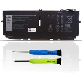 722KK Laptop Battery Replacement for Dell XPS 13 9300 (2020), XPS 13 9310 (2020), XPS 13 9380 (2020) P117G P117G002 P117G001 Series 0WN0N0 WN0N0 02XXFW 2XXFW FP86V 7.6V 52Wh 6800mAh