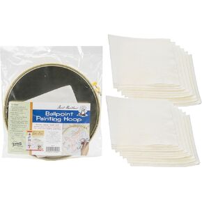 Aunt Martha's Ballpoint Metal Painting Hoop 10 inches Bundle with Replacement Blotters 12 Sheets