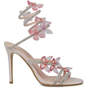 womens butterfly rhinestone stiletto sandals open-toed spiral high heels wedding ball dress performance sandals
