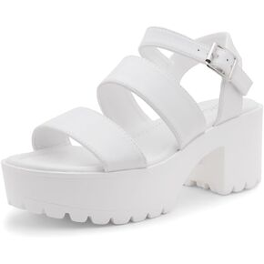 Herstyle Womens Certain Platform Heels Block Heeled Sandals with Adjustable Ankle Strap Lightweight Open Toe Lug Sole Chunky Heel Sandal