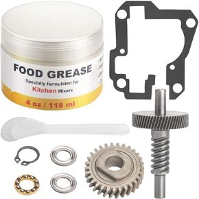 9706529 W11086780 Worm Gear 4oz Food Grade Grease kit Compatible With Whirlpool 5QT&6QT WP9709231, 9709231 Replacement Gear Parts with 9703445 Bearing & 9709511 Gasket and 9703680 Circlip