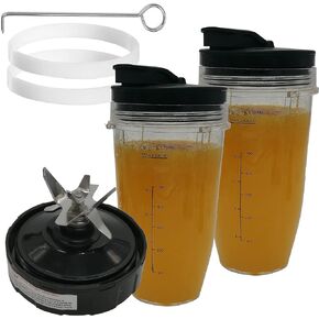 Replacement Extractor Blade with 2pcs 24oz cup with lid, Compatible with Ninja Auto-iQ BL482 30 DOB/BL480D 69 DOB/BL 482 BRN 69 DOB/BL 482 BRN 30 DOB/