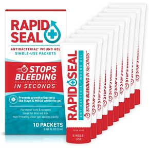 Wound Gel Single Use Packets 10ct | Stops Bleeding in Seconds, for Minor Cuts & Scrapes. Packets for Easy Storage and Restocking.