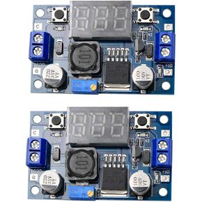 LM2596 Buck Converter DC Voltage Regulator Adjustable 4-40V to 1.5-35V 3A DC to DC Step Down Converter Power Supply Module with LED Display, Pack of 2