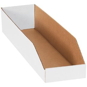 Open Top Bin Boxes, 6' x 24' x 4 1/2', White, 50/Bundle