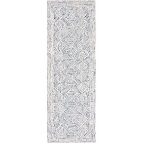SAFAVIEH Micro-Loop Collection Area Rug - 9' x 12', Blue & Ivory, Handmade Wool, Ideal for High Traffic Areas in Living Room, Bedroom (MLP538M)