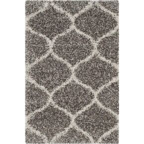 SAFAVIEH Hudson Shag Collection Accent Rug - 2' x 3', Grey & Ivory, Trellis Design, Non-Shedding & Easy Care, 2-inch Thick Ideal for High Traffic Areas in Entryway, Living Room, Bedroom (SGH280B)