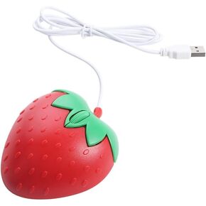 3D Strawberry Shape USB Wired Mouse Portable Mini 800DPI Optical Mouse Cartoon Computer Mouse