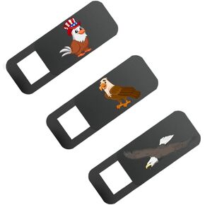Laptop Camera Cover Slide, Webcam Cover Slide, Phone & Computer Camera Cover Slide, Web Cam Privacy Cover, Camera Blocker. Fits MacBook Pro & Air, iPhone iPad iMac (Cartoon Eagle-3pcs)