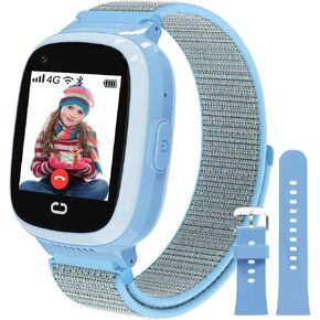 PTHTECHUS 4G Kids Smart Watch with SIM Card, Kids GPS Watch with Video Call Voice Chat WiFi/GPS/Call SOS Chat Bluetooth Camera Music Alarm Clock, Wrist Watch for 5-12 Girls Boys in Saudi Arabia