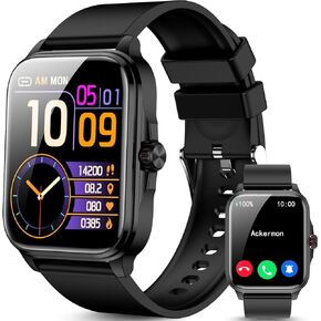 Smart Watches for Women Men (Answer/Make Calls) 1.91" HD Screen Fitness Sleep Tracker Heart Rate Blood Oxygen Blood Pressure Monitor Smart Watch IP67 Waterproof Black