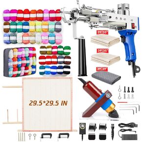 BESGEER 2024 Rug Tufting Gun Starter Kit with Frame with Carpet Trimmer - Rug Tufting Gun with Carpet Trimmer Kit with Tufting Frame, 2 in 1 Cut & Loop Pile Carpet Gun& Carpet Carving Clippers（Blue）
