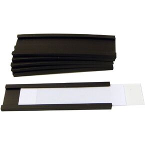 MasterVision Magnetic Data Card Holders with Inserts, 3/4 x 2-3/4 Inches, Black Holders and White Inserts, Pack of 10 Holders