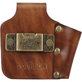 TOURBON Leather Tape Measure Holster Belt Tool Loop - Vintage Brown