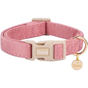 Faleela Dog Collar - Cute & Comfy Cotton Pet Collar, Adjustable Lightweight Design with Quick-Release Buckle, for Small, Medium & Large Dogs - Multiple Styles Available (Small, Antique Pink)