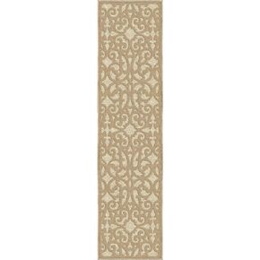 Orian Sculpted 4704 Indoor/Outdoor High-Low Debonair Natural Runner Rug, 1'11" x 7'6", Ivory