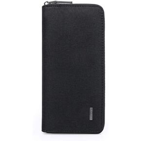 WOOLALA Mens Wallet Waterproof Canvas Zipper Arrounded Large Capacity Accordion Folded Cash Cards Phone Holder Long Wallet