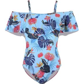 Girls Swimsuits Size 6-17Y One Piece Floral Swimwear Ruffle Bathing Suits