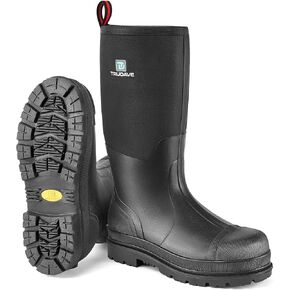 Rubber Boots for Men with Steel Shank, Waterproof Rain Boots, Warm 6mm Neoprene Anti Slip Work Boots, Size 6-14