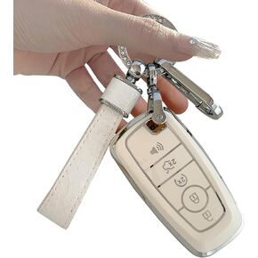 Key fob Cover.Two different materials keychain Accessories，5 colors TPU key Cover .for Ford 4/5 Buttons Smart Key (green-A)