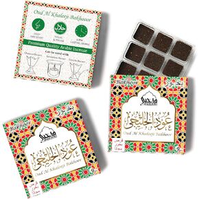 Oud Al Khaleeji Bakhoor by Dukhni | 3 Boxes x 9 Piece Each | Arabic Bakhoor Incense | Deep Oud Blend | Perfect for Prayer Time | to Relax & Meditate | Handmade Traditional Recipe