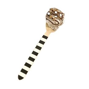 FAUX ICE Cream SCOOP with Sprinkles on a Decorative Wooden Spoon | Faux Ice Cream Decoration | Ice Cream Bar Decor | Non-edible Faux Treat (Mint w/B&W Striped Spoon)
