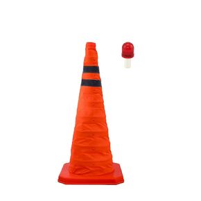 28'' Collapsible Traffic Cone with LED Light Lamp Topper, Reflective Multi-Purpose Extendable Road Safety Cone by LifeSupplyUSA