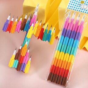 Stackable Plastic Pencils, Multipoint Non-Sharpening Stackable Pencil (Pack of 12) Perfect for Stress Relief and Logic Training, Also Goodie Bag Filler Classroom Rewards