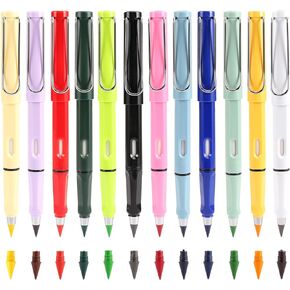 sharme Colored Forever Pencils Bulk, 12 Pcs Magic Infinity Pencil, Non Sharpening Everlasting Pencil with Eraser, Inkless Pencil for Writing, Sketch, Drawin Home Office School Supplies