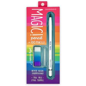Magic Pencil - Compressed graphite tip equals 100 pencils - white barrel + matching chunky eraser