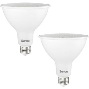 Sunco 2 Pack 1800 Lumens Outdoor LED Flood Light Waterproof PAR38 LED Bulb, Dimmable, 15W=150W, 3000K Warm White, E26 Base, UL Listed